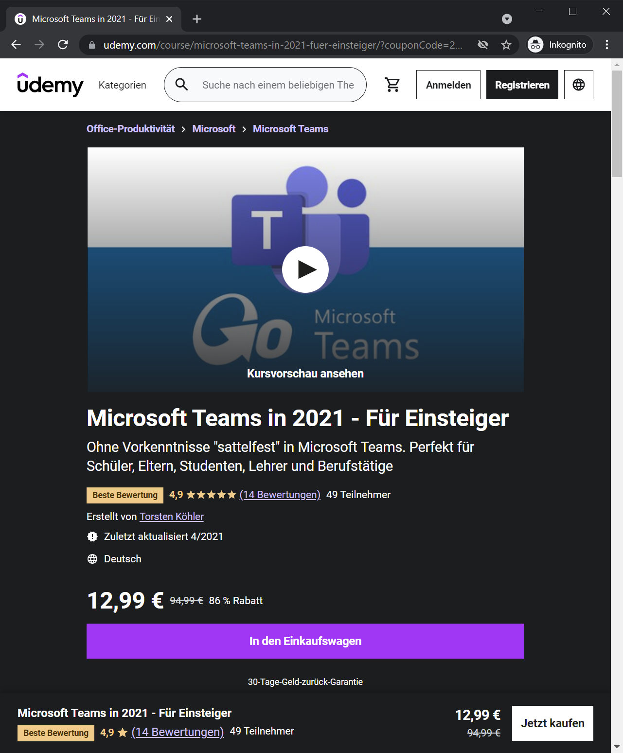 Udemy: Microsoft Teams in 2021 - Für Einsteiger
